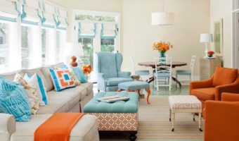 Gợi ý thiết kế nội thất phòng khách với tông màu cam nổi bật
