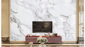 Trang hoàng phòng khách bằng tấm nhựa giả đá marble